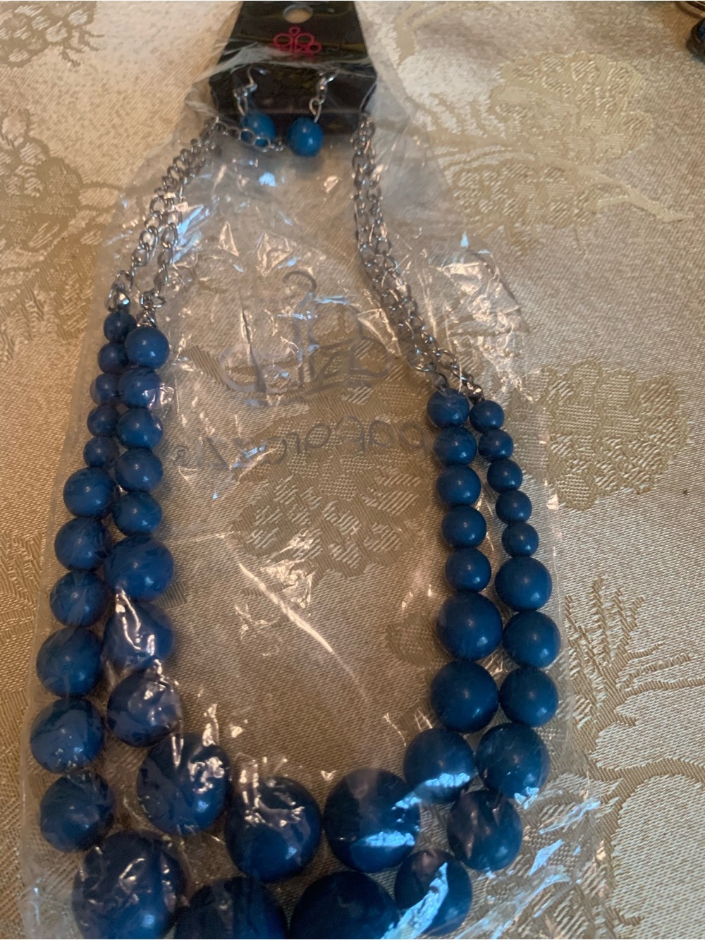BNIB Blue Beaded bauble Statement Necklace - Women Jewelry